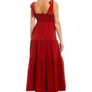 Rust tiered maxi dress with tie straps